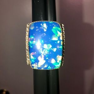 Confetti blue sterling silver ring